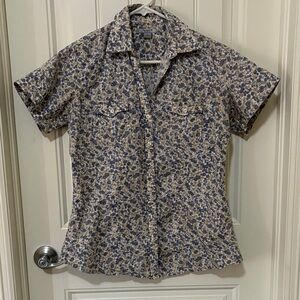 Carhartt Short-Sleeve Floral Button-Up Shirt - Blue/Cream